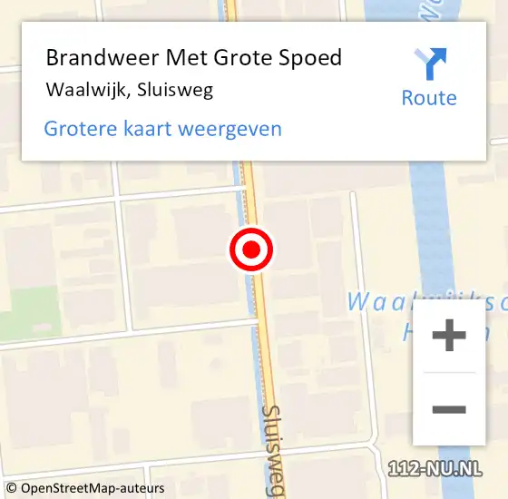 Locatie op kaart van de 112 melding: Brandweer Met Grote Spoed Naar Waalwijk, Sluisweg op 14 februari 2020 13:29