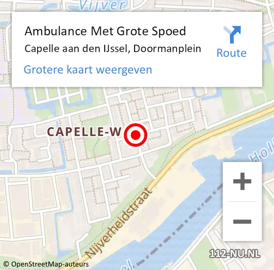 Locatie op kaart van de 112 melding: Ambulance Met Grote Spoed Naar Capelle aan den IJssel, Doormanplein op 14 februari 2020 14:33