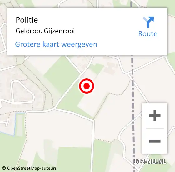 Locatie op kaart van de 112 melding: Politie Geldrop, Gijzenrooi op 14 februari 2020 14:41