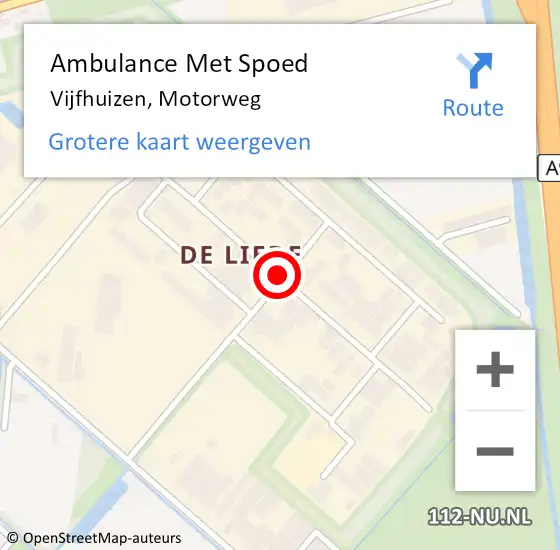 Locatie op kaart van de 112 melding: Ambulance Met Spoed Naar Vijfhuizen, Motorweg op 14 februari 2020 14:56