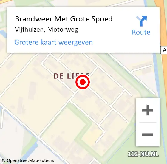 Locatie op kaart van de 112 melding: Brandweer Met Grote Spoed Naar Vijfhuizen, Motorweg op 14 februari 2020 14:57