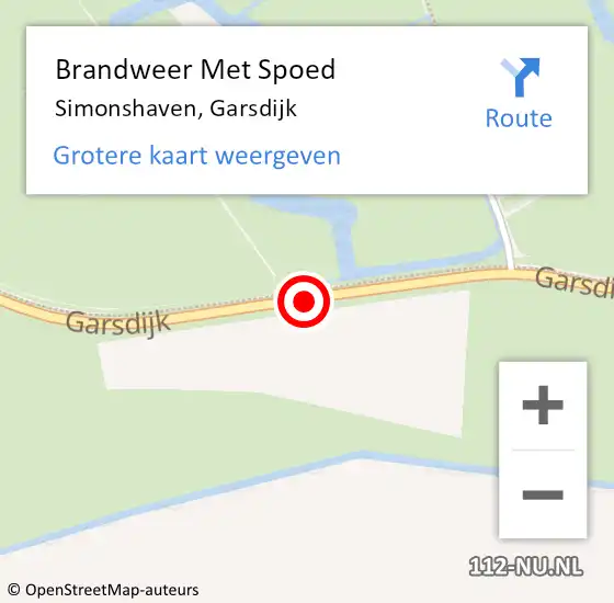 Locatie op kaart van de 112 melding: Brandweer Met Spoed Naar Simonshaven, Garsdijk op 14 februari 2020 15:02