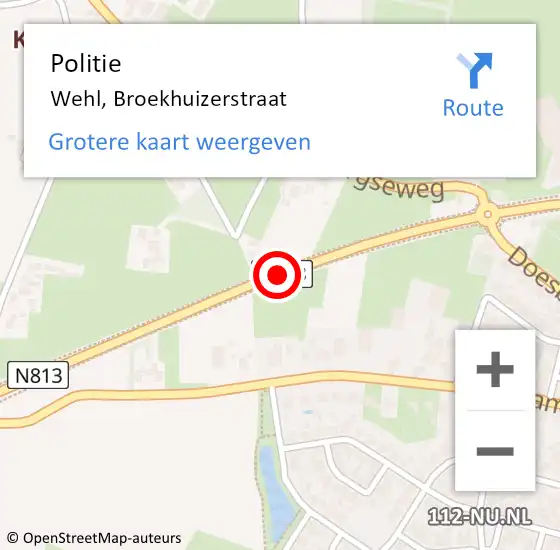 Locatie op kaart van de 112 melding: Politie Wehl, Broekhuizerstraat op 14 februari 2020 15:18