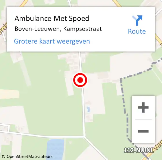 Locatie op kaart van de 112 melding: Ambulance Met Spoed Naar Boven-Leeuwen, Kampsestraat op 14 februari 2020 16:08