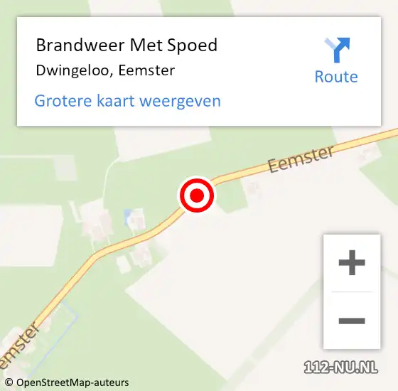 Locatie op kaart van de 112 melding: Brandweer Met Spoed Naar Dwingeloo, Eemster op 14 februari 2020 16:12