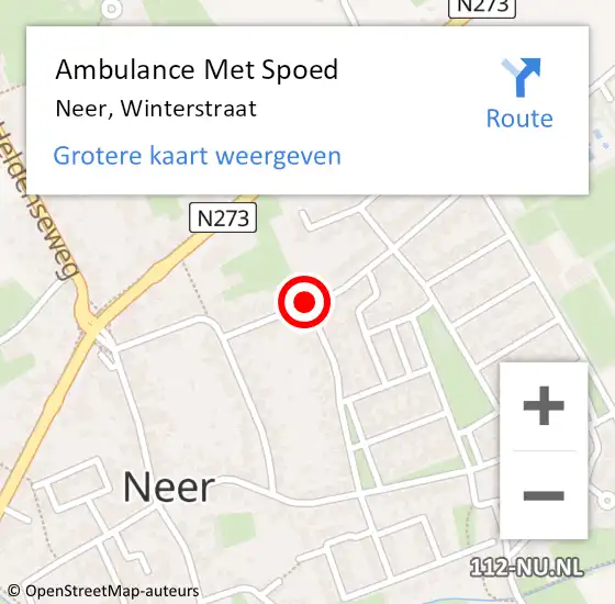 Locatie op kaart van de 112 melding: Ambulance Met Spoed Naar Neer, Winterstraat op 14 februari 2020 16:59