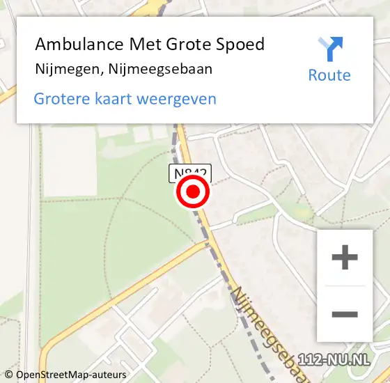 Locatie op kaart van de 112 melding: Ambulance Met Grote Spoed Naar Nijmegen, Nijmeegsebaan op 14 februari 2020 17:05
