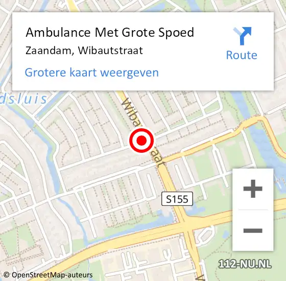 Locatie op kaart van de 112 melding: Ambulance Met Grote Spoed Naar Zaandam, Wibautstraat op 14 februari 2020 17:16