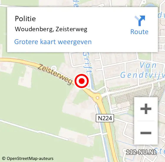 Locatie op kaart van de 112 melding: Politie Woudenberg, Zeisterweg op 14 februari 2020 17:22