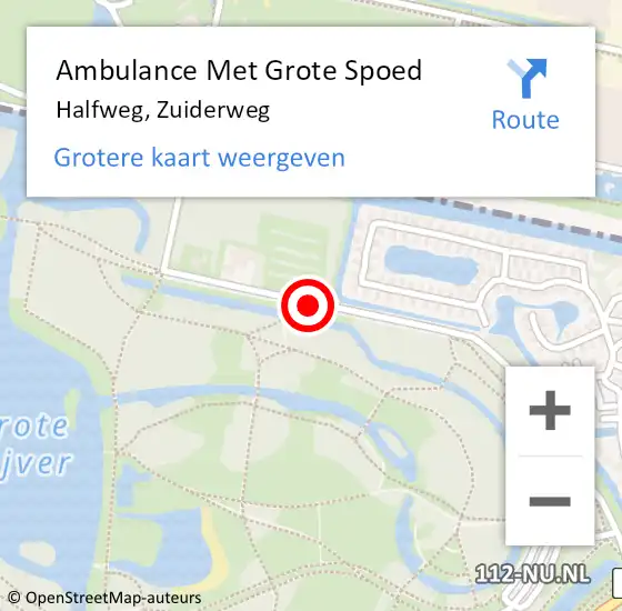 Locatie op kaart van de 112 melding: Ambulance Met Grote Spoed Naar Halfweg, Zuiderweg op 14 februari 2020 17:50