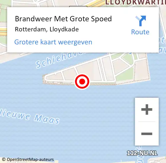 Locatie op kaart van de 112 melding: Brandweer Met Grote Spoed Naar Rotterdam, Lloydkade op 14 februari 2020 17:52