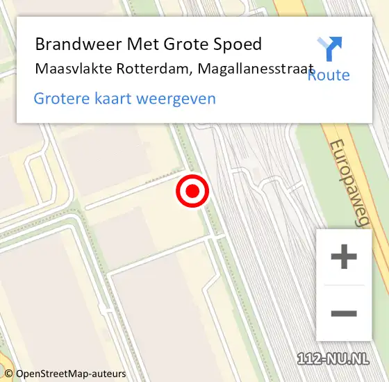 Locatie op kaart van de 112 melding: Brandweer Met Grote Spoed Naar Maasvlakte Rotterdam, Magallanesstraat op 14 februari 2020 18:06