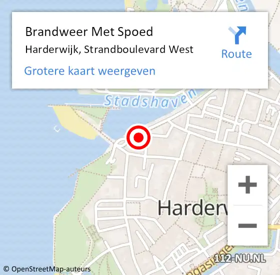 Locatie op kaart van de 112 melding: Brandweer Met Spoed Naar Harderwijk, Strandboulevard West op 14 februari 2020 18:49