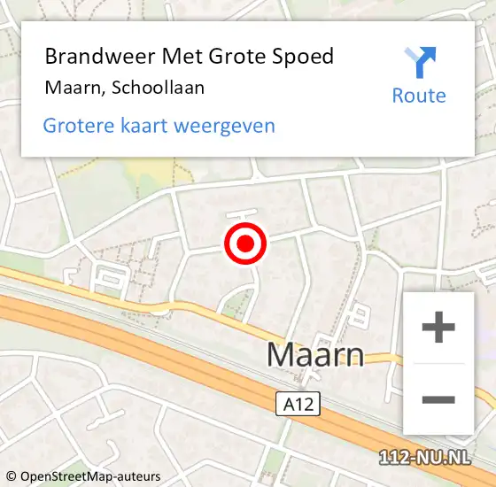 Locatie op kaart van de 112 melding: Brandweer Met Grote Spoed Naar Maarn, Schoollaan op 14 februari 2020 19:33