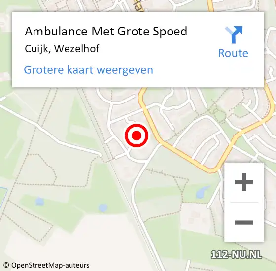 Locatie op kaart van de 112 melding: Ambulance Met Grote Spoed Naar Cuijk, Wezelhof op 14 februari 2020 20:44