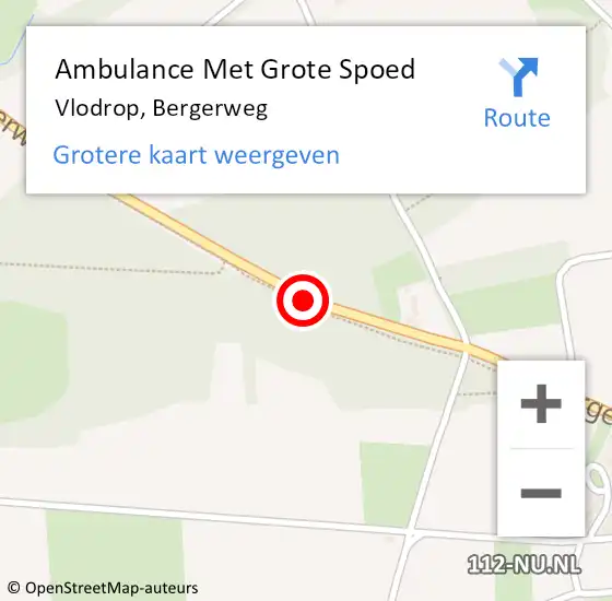 Locatie op kaart van de 112 melding: Ambulance Met Grote Spoed Naar Vlodrop, Bergerweg op 14 februari 2020 21:47