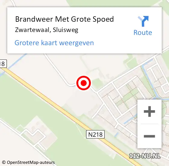 Locatie op kaart van de 112 melding: Brandweer Met Grote Spoed Naar Zwartewaal, Sluisweg op 14 februari 2020 23:10