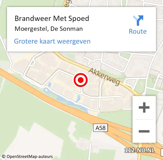 Locatie op kaart van de 112 melding: Brandweer Met Spoed Naar Moergestel, De Sonman op 14 februari 2020 23:29