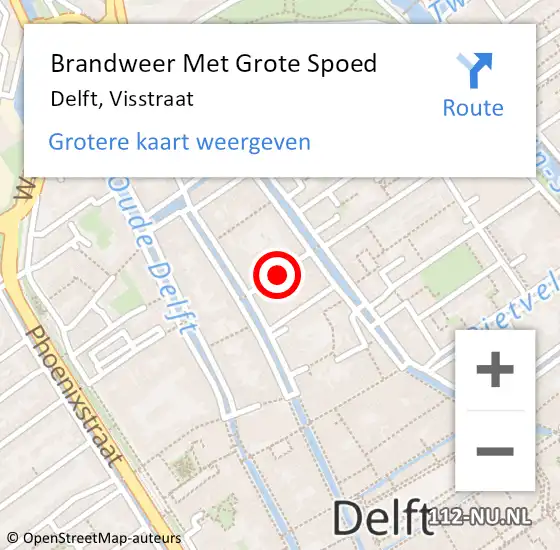 Locatie op kaart van de 112 melding: Brandweer Met Grote Spoed Naar Delft, Visstraat op 15 februari 2020 02:04