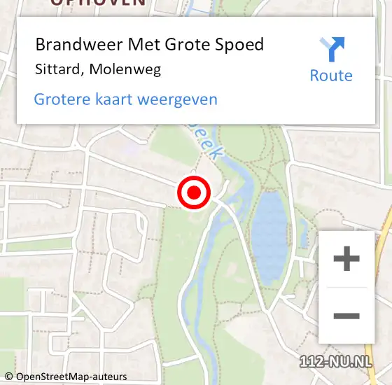 Locatie op kaart van de 112 melding: Brandweer Met Grote Spoed Naar Sittard, Molenweg op 15 februari 2020 02:09