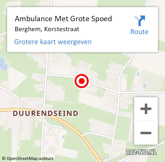 Locatie op kaart van de 112 melding: Ambulance Met Grote Spoed Naar Berghem, Korstestraat op 15 februari 2020 03:08