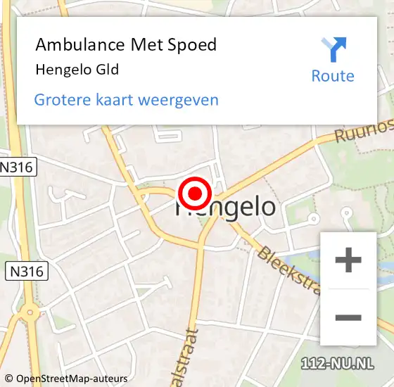Locatie op kaart van de 112 melding: Ambulance Met Spoed Naar Hengelo Gld op 15 februari 2020 08:28