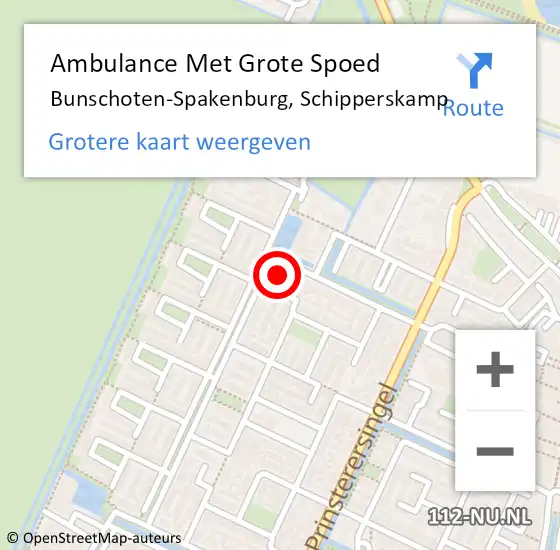 Locatie op kaart van de 112 melding: Ambulance Met Grote Spoed Naar Bunschoten-Spakenburg, Schipperskamp op 28 april 2014 14:43