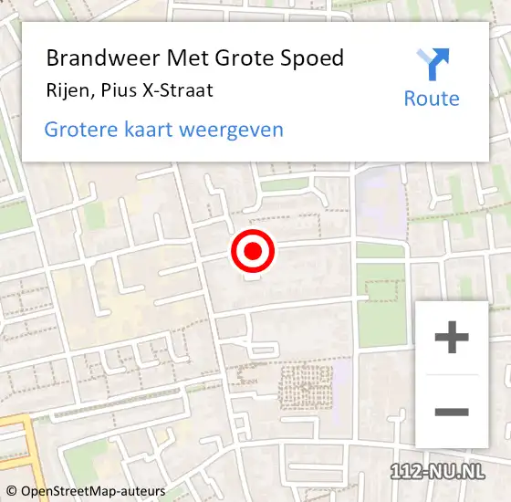 Locatie op kaart van de 112 melding: Brandweer Met Grote Spoed Naar Rijen, Pius X-Straat op 15 februari 2020 09:44