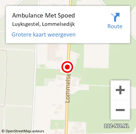 Locatie op kaart van de 112 melding: Ambulance Met Spoed Naar Luyksgestel, Lommelsedijk op 15 februari 2020 10:22