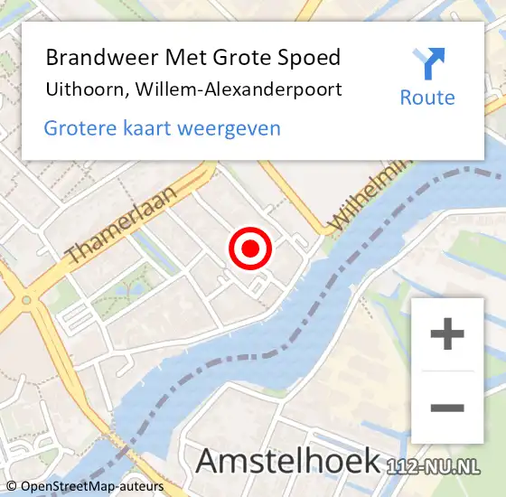 Locatie op kaart van de 112 melding: Brandweer Met Grote Spoed Naar Uithoorn, Willem-Alexanderpoort op 15 februari 2020 10:40