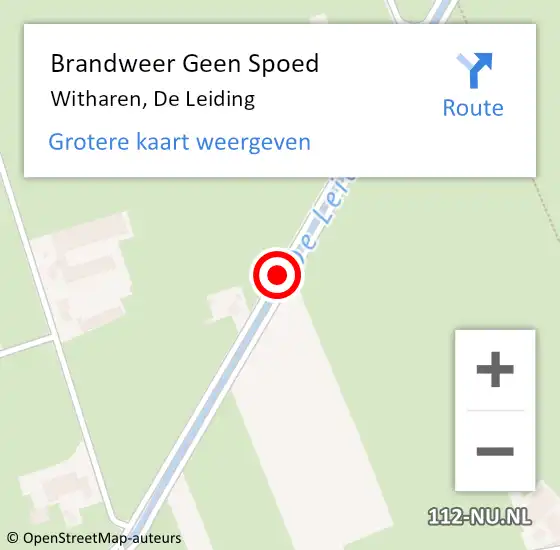 Locatie op kaart van de 112 melding: Brandweer Geen Spoed Naar Witharen, De Leiding op 15 februari 2020 10:50