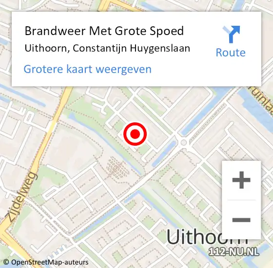 Locatie op kaart van de 112 melding: Brandweer Met Grote Spoed Naar Uithoorn, Constantijn Huygenslaan op 15 februari 2020 12:35