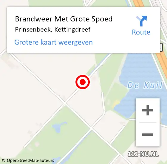Locatie op kaart van de 112 melding: Brandweer Met Grote Spoed Naar Prinsenbeek, Kettingdreef op 15 februari 2020 13:29