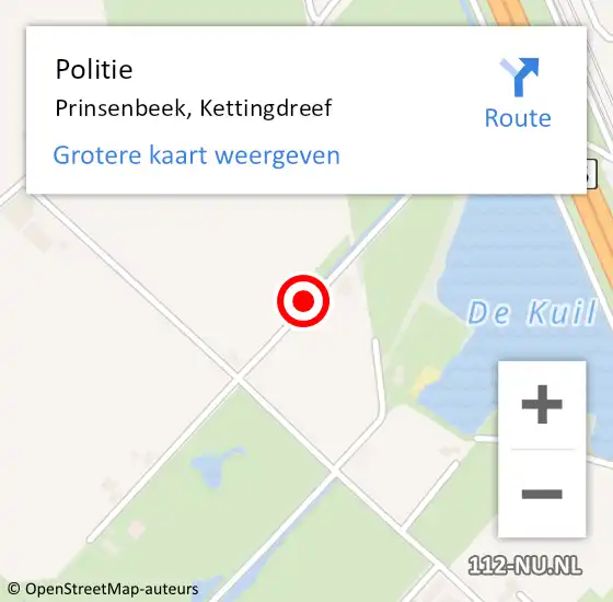 Locatie op kaart van de 112 melding: Politie Prinsenbeek, Kettingdreef op 15 februari 2020 13:29