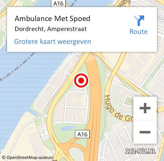 Locatie op kaart van de 112 melding: Ambulance Met Spoed Naar Dordrecht, Amperestraat op 15 februari 2020 13:50