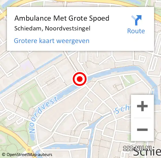 Locatie op kaart van de 112 melding: Ambulance Met Grote Spoed Naar Schiedam, Noordvestsingel op 15 februari 2020 13:51