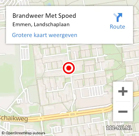 Locatie op kaart van de 112 melding: Brandweer Met Spoed Naar Emmen, Landschaplaan op 15 februari 2020 15:22