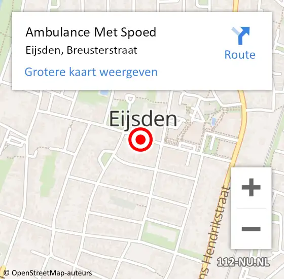 Locatie op kaart van de 112 melding: Ambulance Met Spoed Naar Eijsden, Breusterstraat op 15 februari 2020 15:33
