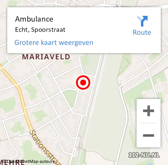 Locatie op kaart van de 112 melding: Ambulance Echt, Spoorstraat op 28 april 2014 15:21