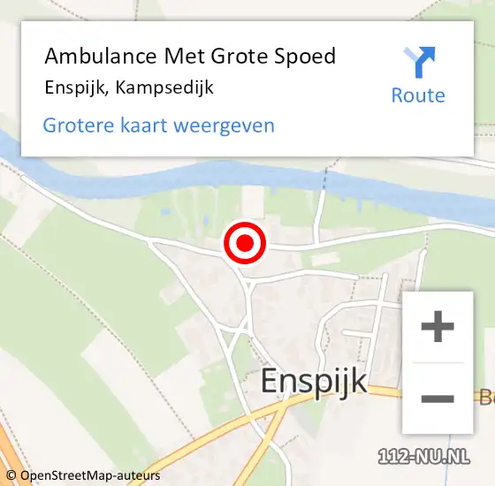 Locatie op kaart van de 112 melding: Ambulance Met Grote Spoed Naar Enspijk, Kampsedijk op 15 februari 2020 17:35