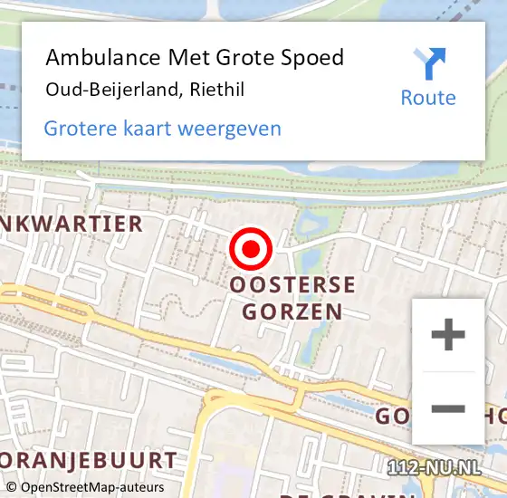Locatie op kaart van de 112 melding: Ambulance Met Grote Spoed Naar Oud-Beijerland, Riethil op 15 februari 2020 18:11