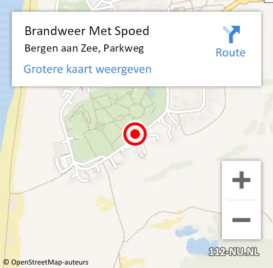 Locatie op kaart van de 112 melding: Brandweer Met Spoed Naar Bergen aan Zee, Parkweg op 15 februari 2020 18:58