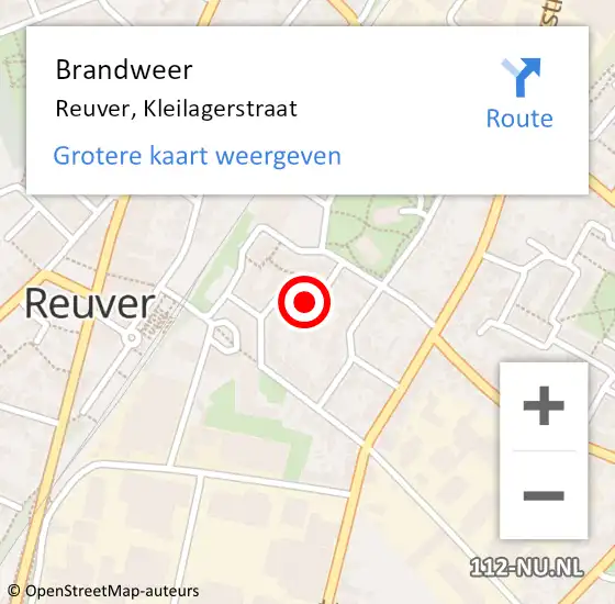 Locatie op kaart van de 112 melding: Brandweer Reuver, Kleilagerstraat op 15 februari 2020 19:07