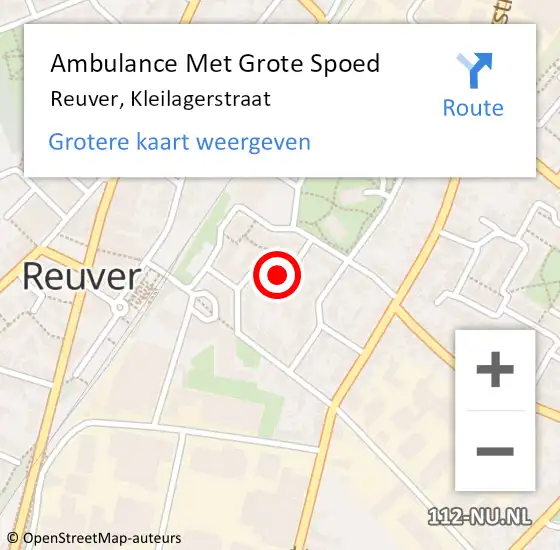 Locatie op kaart van de 112 melding: Ambulance Met Grote Spoed Naar Reuver, Kleilagerstraat op 15 februari 2020 19:08