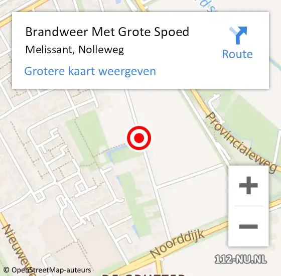 Locatie op kaart van de 112 melding: Brandweer Met Grote Spoed Naar Melissant, Nolleweg op 15 februari 2020 19:13