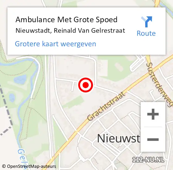 Locatie op kaart van de 112 melding: Ambulance Met Grote Spoed Naar Nieuwstadt, Reinald Van Gelrestraat op 15 februari 2020 19:16