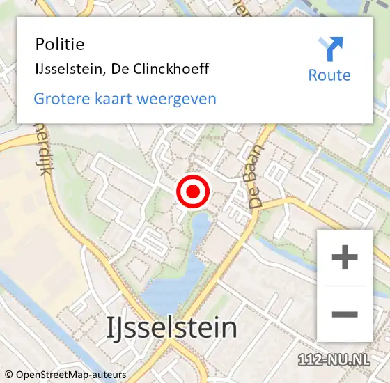 Locatie op kaart van de 112 melding: Politie IJsselstein, De Clinckhoeff op 15 februari 2020 20:16