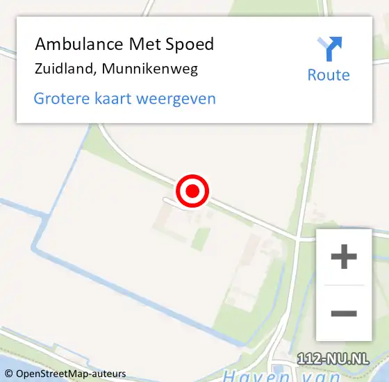 Locatie op kaart van de 112 melding: Ambulance Met Spoed Naar Zuidland, Munnikenweg op 15 februari 2020 21:10
