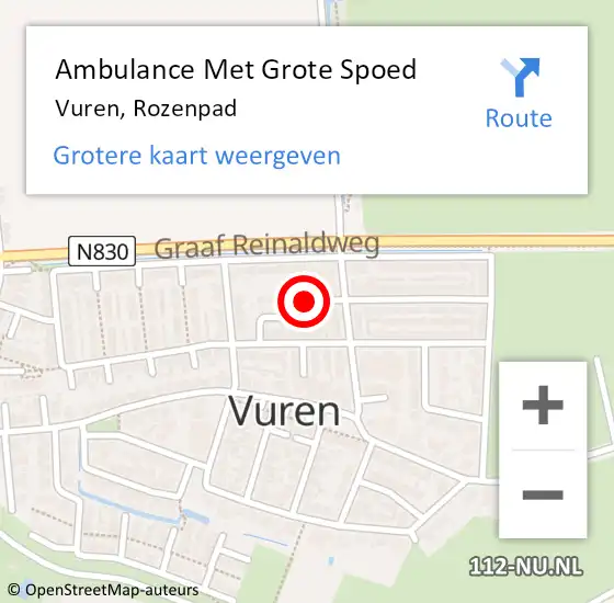 Locatie op kaart van de 112 melding: Ambulance Met Grote Spoed Naar Vuren, Rozenpad op 28 april 2014 15:37