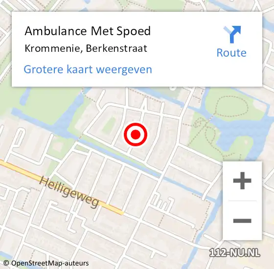 Locatie op kaart van de 112 melding: Ambulance Met Spoed Naar Krommenie, Berkenstraat op 15 februari 2020 21:39